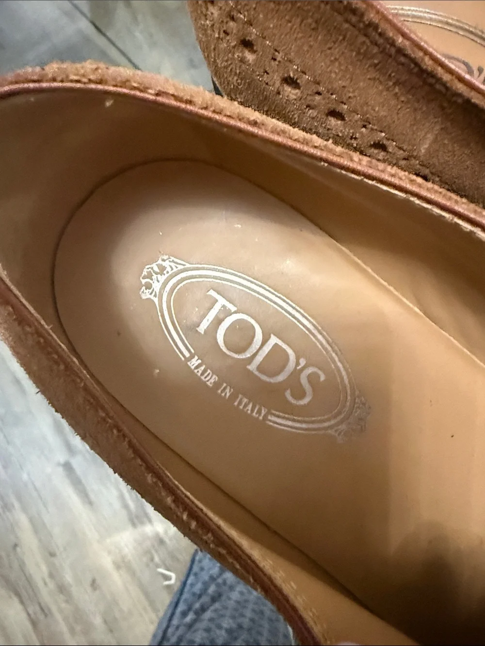 TOD'S Tan Suede Brogue Lace-Up Oxfords
